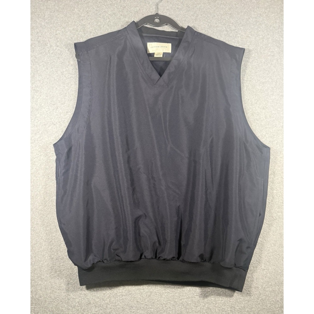 Cutter & Buck Mens V-Neck Pullover Golf Windbreaker Vest Navy Size Medium